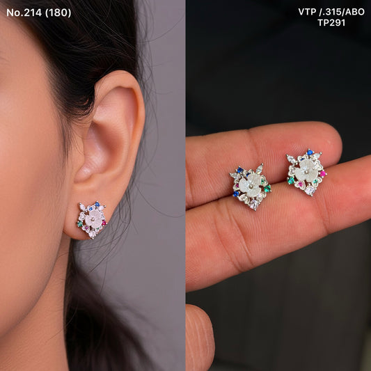 Urban white bloom silver stud