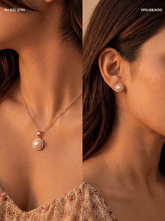 Pearluxe silver pendant set for women