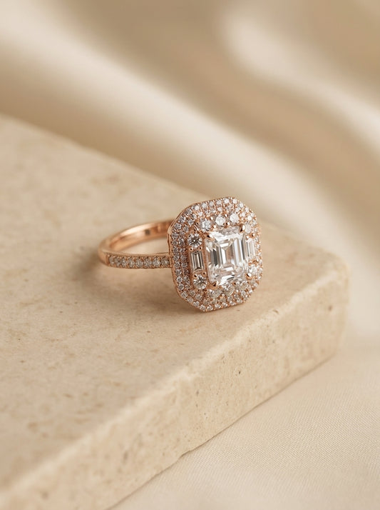 Crystal aura silver ring for women