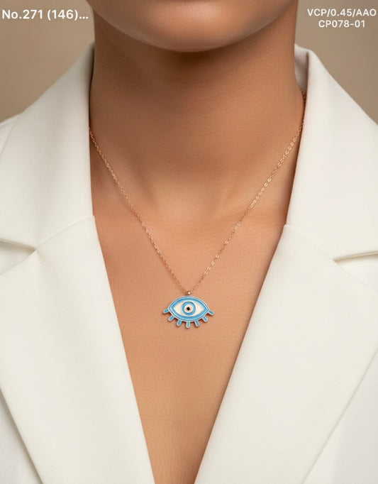 Evil eye charm silver chain pendant
