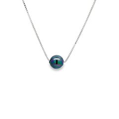 Dark pearl charm silver chain pendant