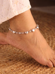 Oxidised Heart Shape Charms Payal