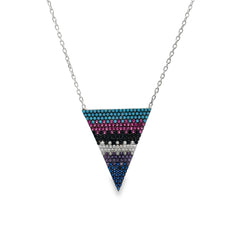 Rainbow thread silver chain pendant