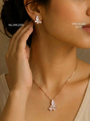 Flutter charm silver pendant set set for women