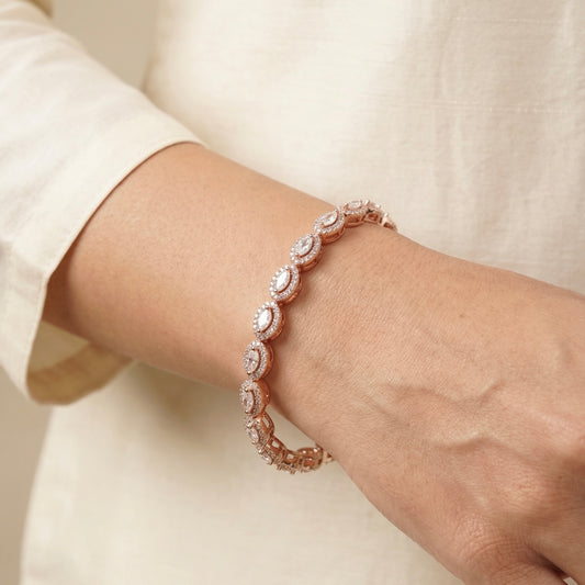 Crystal Cluster Silver Kada for women