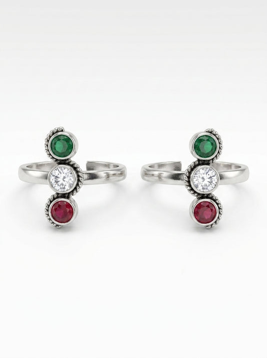 Oxi bloom silver toerings for women