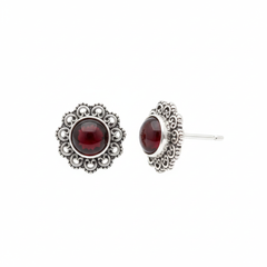 Royal maroon stone silver stud