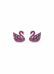 Royal plum swan silver stud