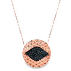 Black evil eye silver chain pendant