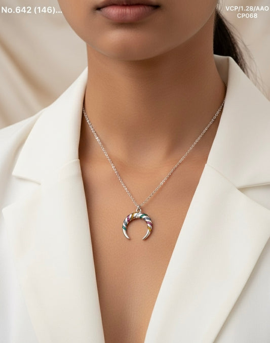 Silver eclipse silver chain pendant