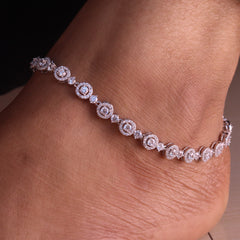 Zircon Stone Silver Payal for Women
