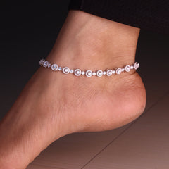 Zircon Stone Silver Payal for Women