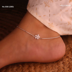 Flora charm sleek silver Payal for women