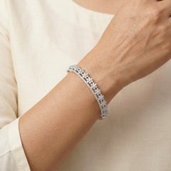 Crystal blossom silver kada for women
