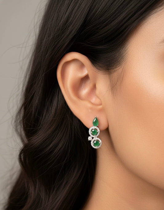 Astra green gem silver stud