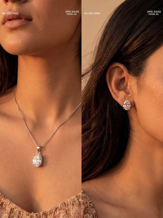 Ovalshine silver pendant set for women