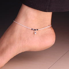 Silver Charm Ball Bead Payal for Women
