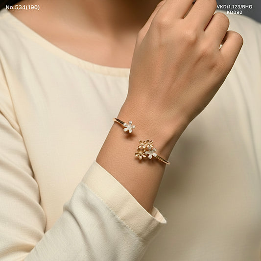 Petal harmony silver kada for women