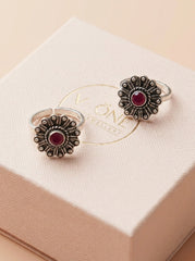 Moon echo oxidised silver toerings for women