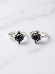 Aqua charm silver toerings for women