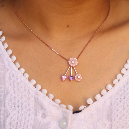 Rosebud Delight MOP Pendant Set for Women in Rose Gold