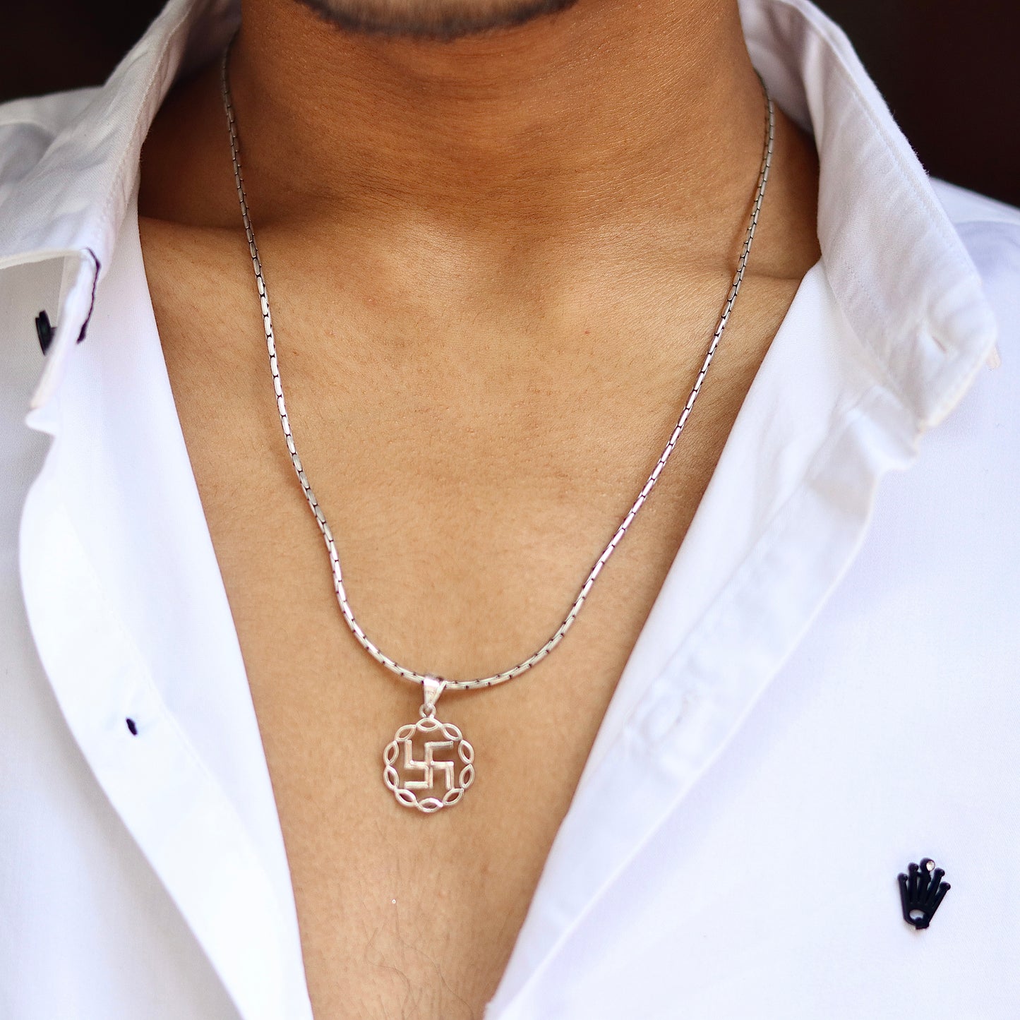 Spiritual Swastik Silver Pendant