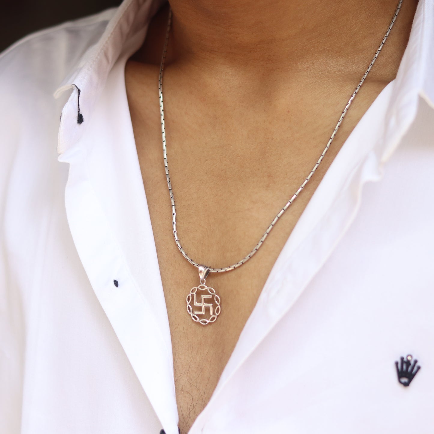 Spiritual Swastik Silver Pendant