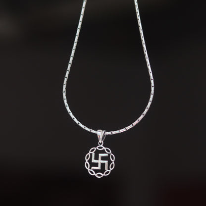 Spiritual Swastik Silver Pendant