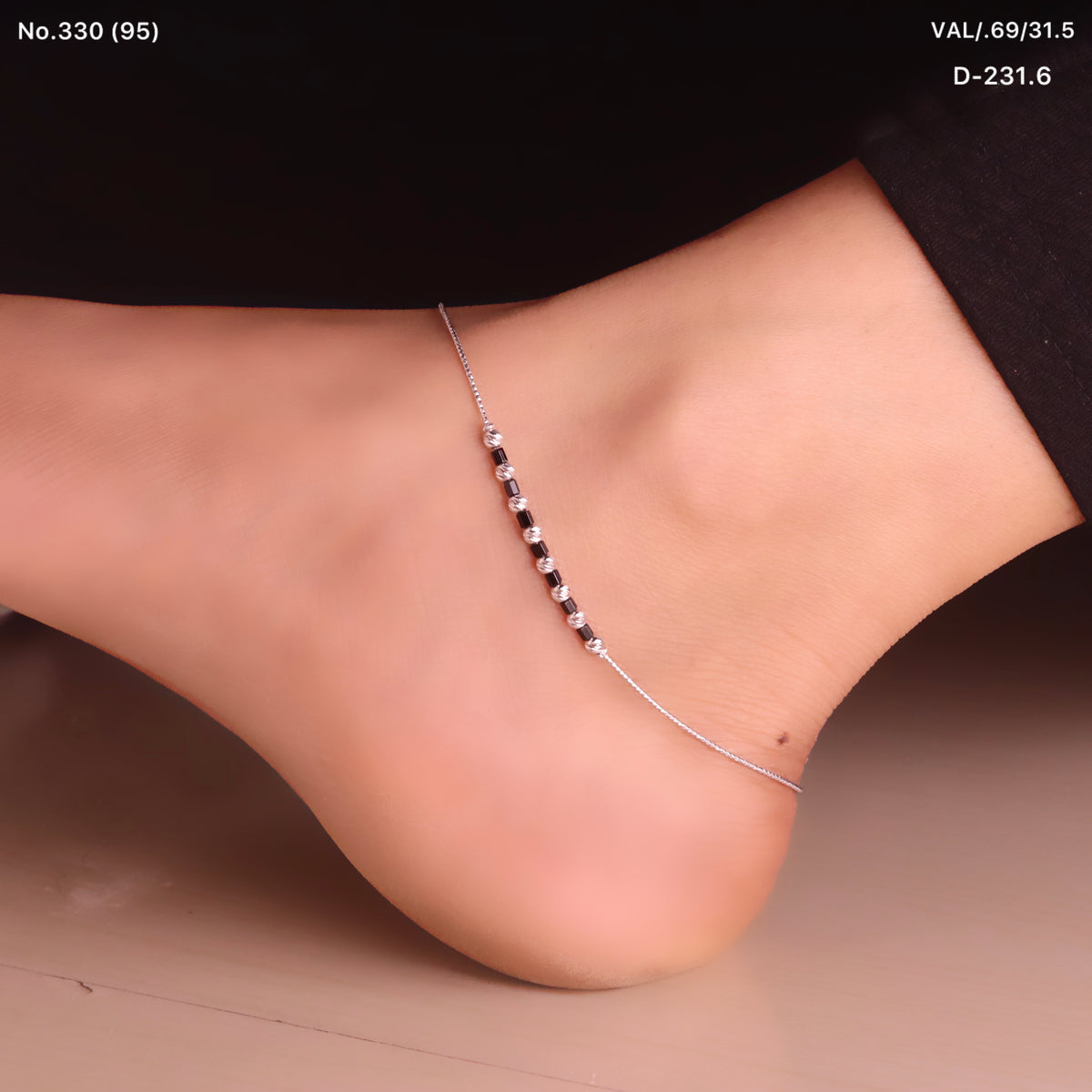 Sleek Minimal Bead Silver Payal for Women