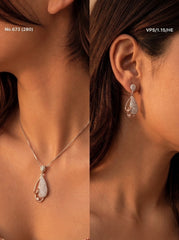 Zircon stone silver pendant set for women