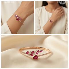 Scarlet Leaf Spark silver kada for women