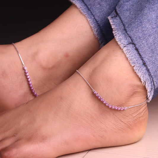 Sleek Stone Silver Payal for Women