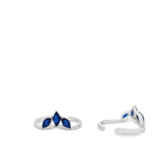 Aqua veil silver toe rings for women