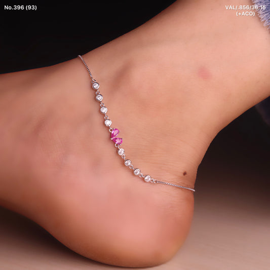 Stylish Silver Payal with Stones for Women