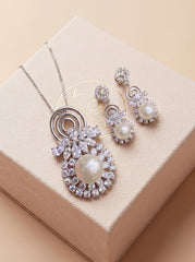 Moonlight Pearl silver pendant set for women
