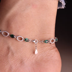 Graceful Stone Silver Payal for Women