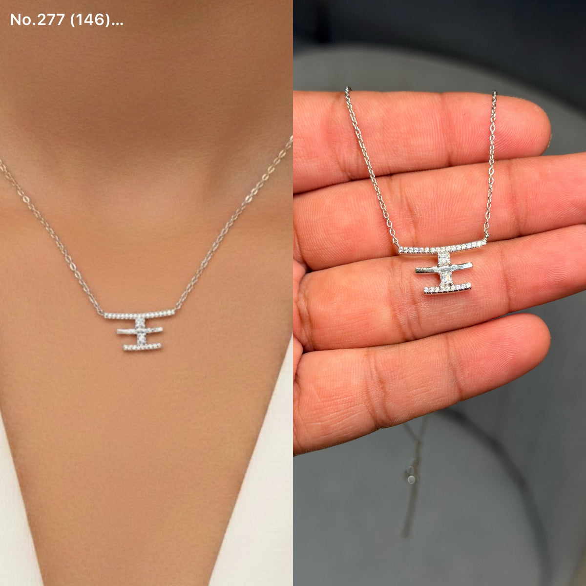 Triple elegance silver chain pendant