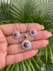 Fairy spark silver pendant set for women