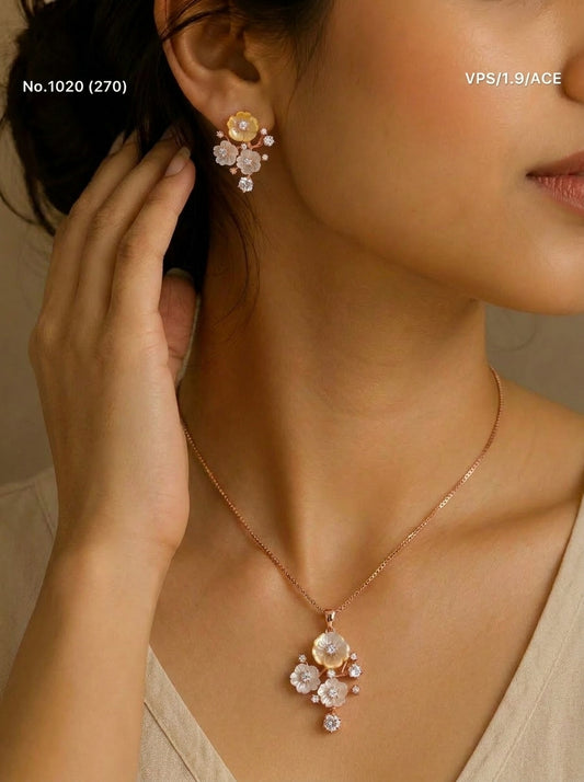 Silver daisy pendant set for women
