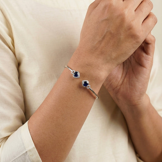 Royal blue silver kada for women