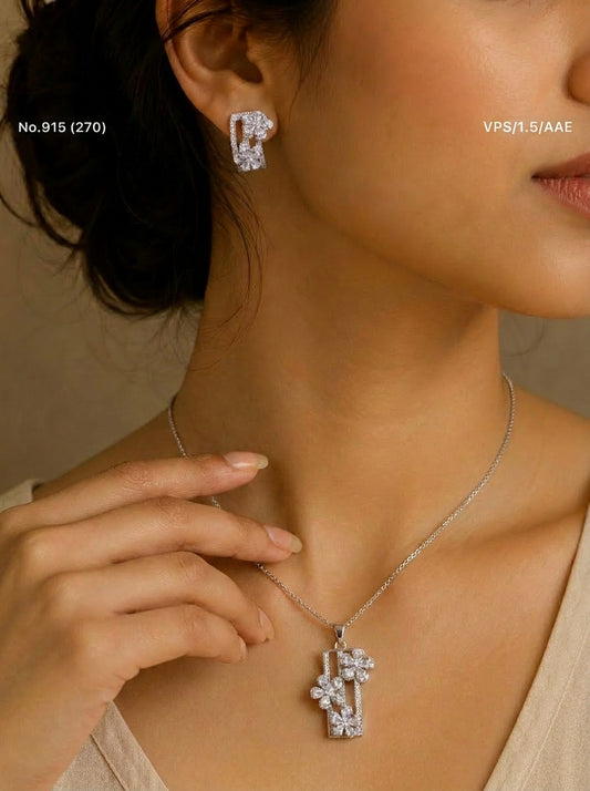 Orlina silver pendant set for women
