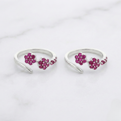 Blush bloom silver toerings for women