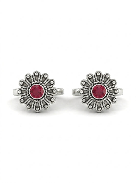 Moon echo oxidised silver toerings for women