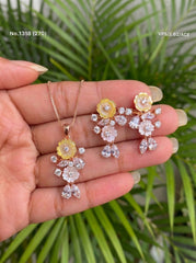 Bloom aura silver pendant set for women