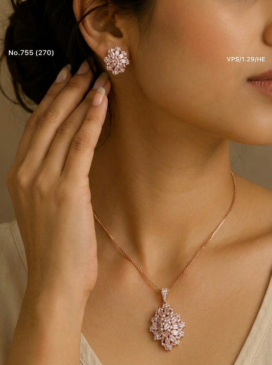Opal shine silver pendant set for women
