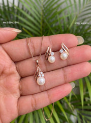 Mystic pearl silver pendant set for women