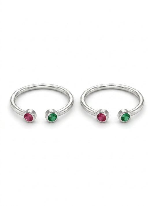 Pearl shine silver toerings for women
