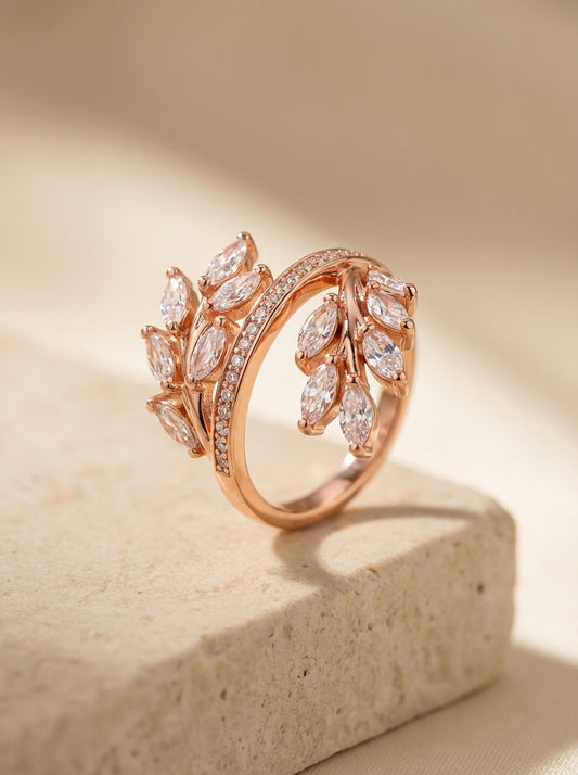 Leaf Harmony silver ring for women