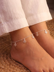 Floral charms silver Payal for women