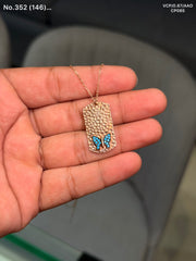 Butterfly turquoise silver chain pendant